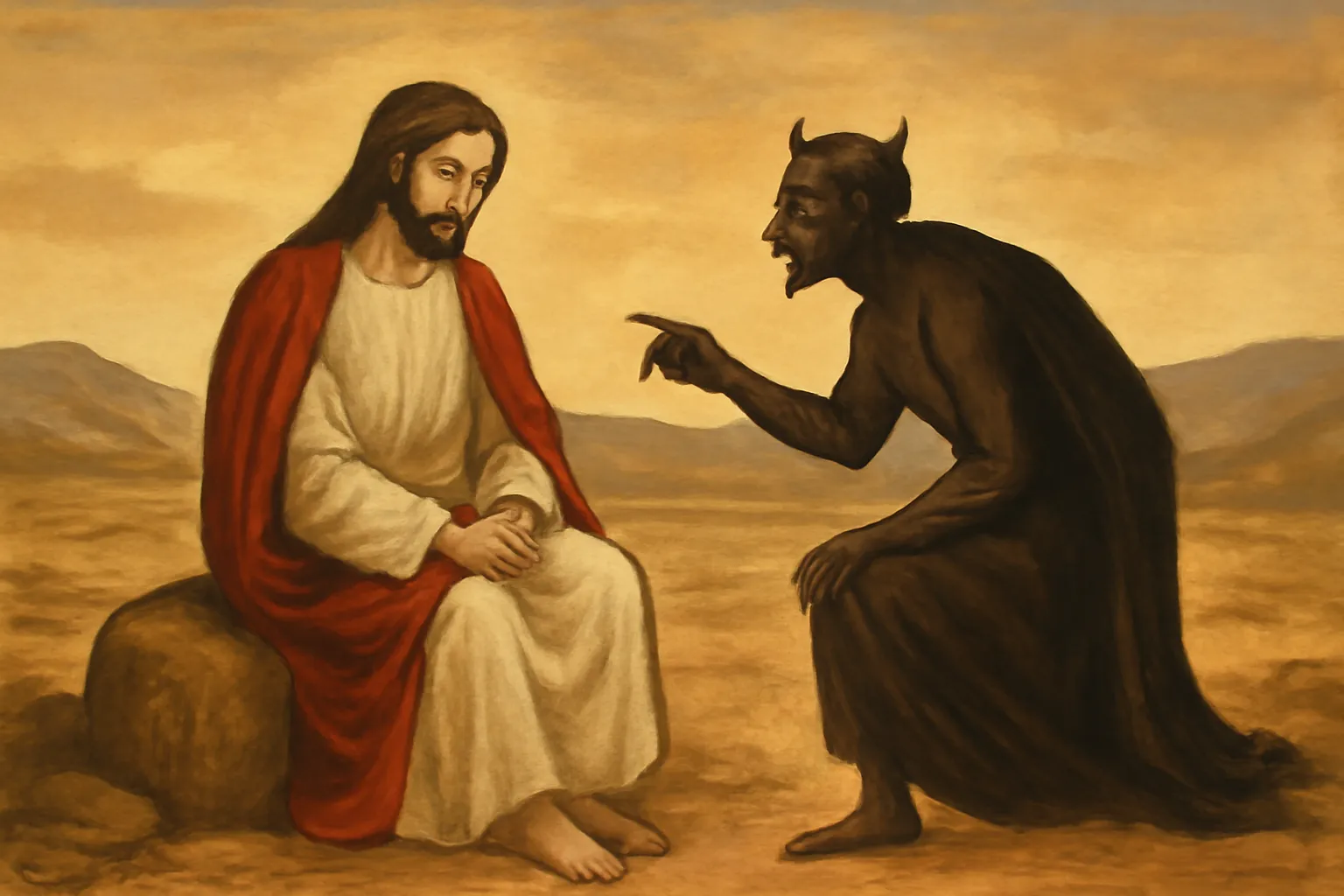 jesus sendo tentado no deserto